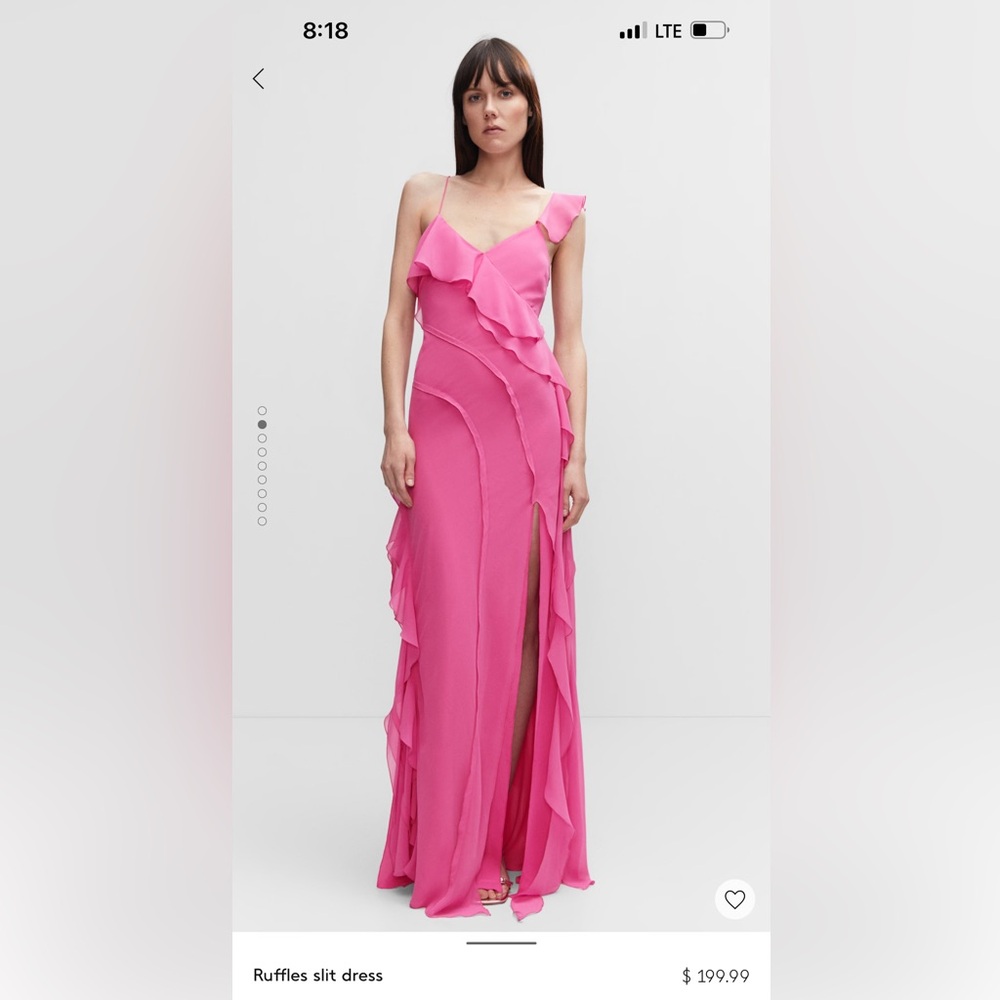 Mango Ruffle Slit dress - Size 6